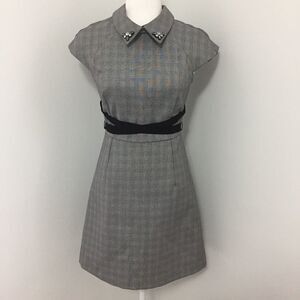 Zara Jeweled Collar Plaid Dress
